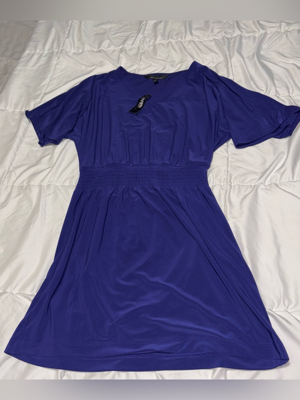 NWT WHBM Kimono Sleeve Smocked Waist Dress in Midnight Indigo - Size Small - Picture 4 of 9